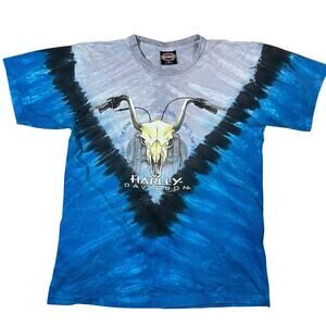 Vintage 1997 Harley Davidson Single Stitch T-Shirt 90s Skull HD Tie Dye Large